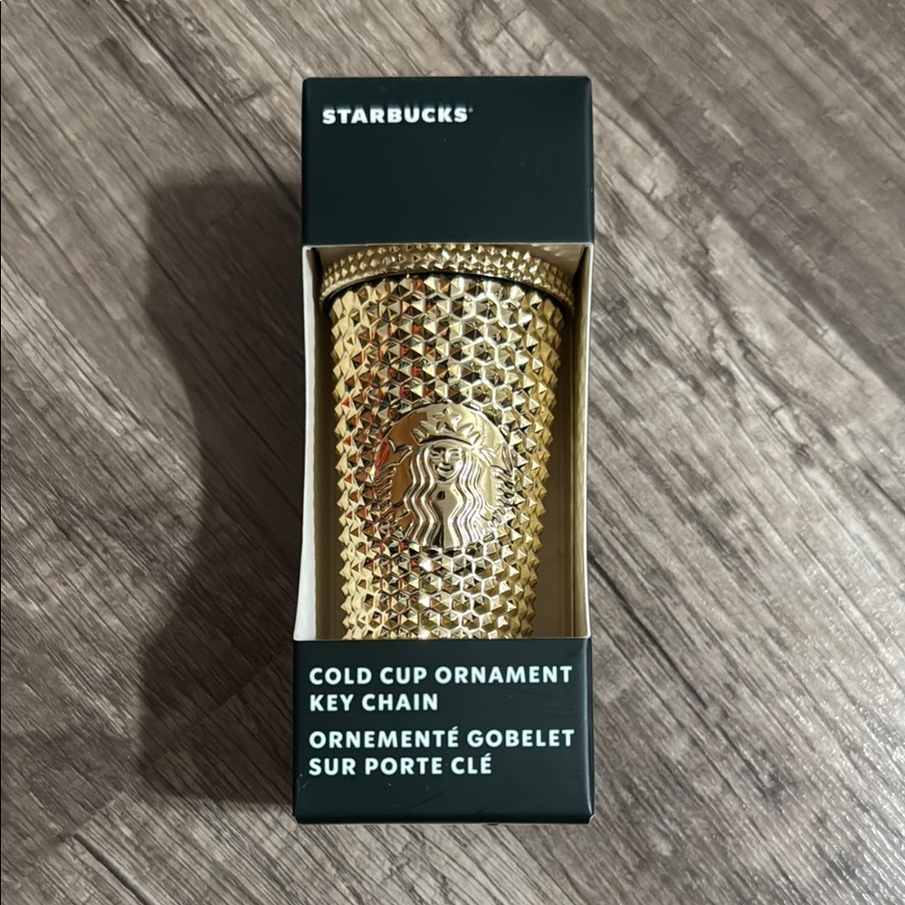 Starbucks Gold Cold Cup Ornament Key Chain